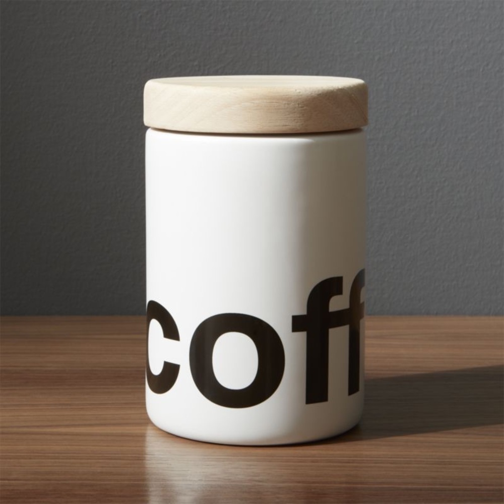 Crate & Barrel black and white coffee canister
